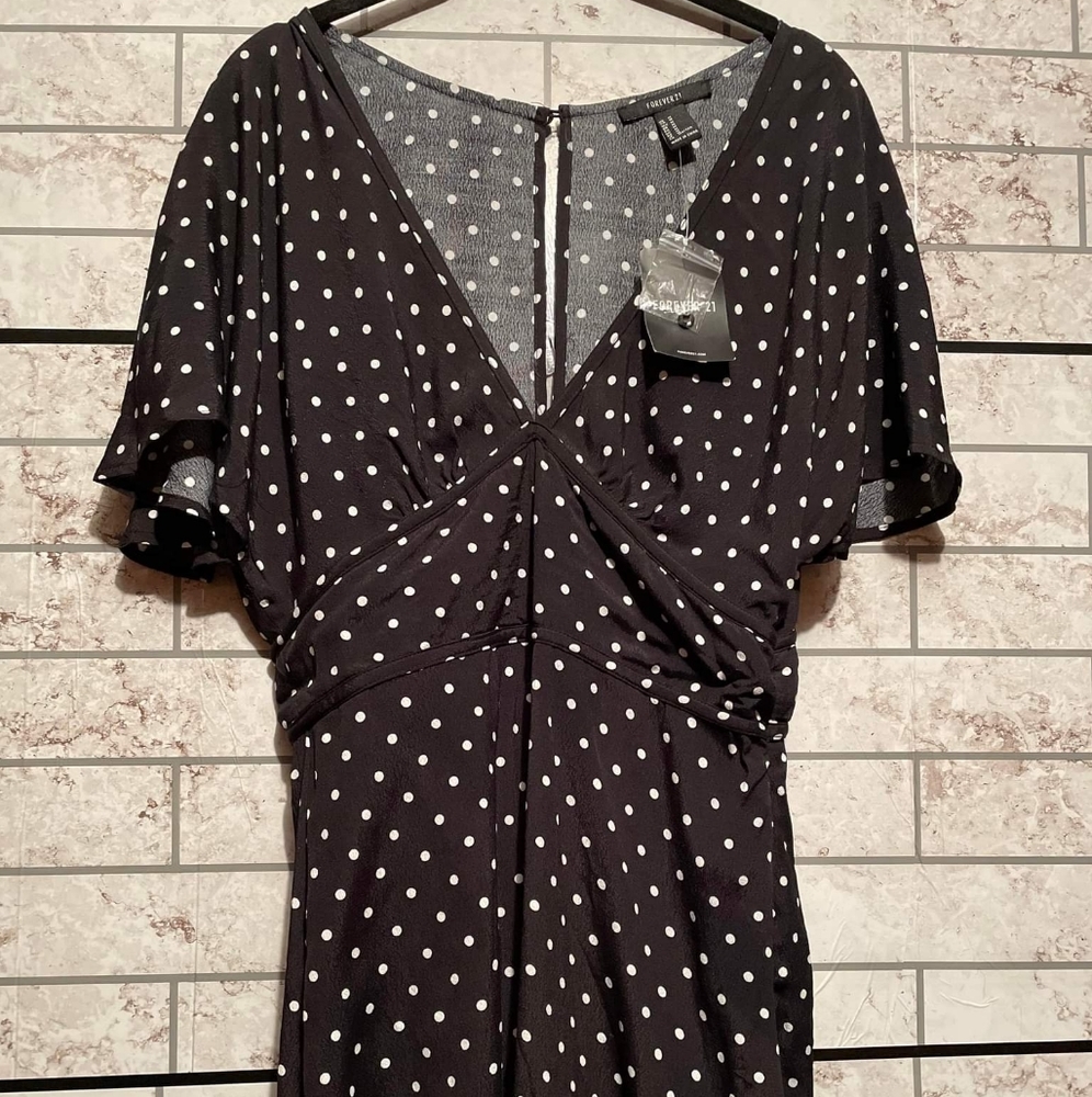forever 21 black polka dot romper